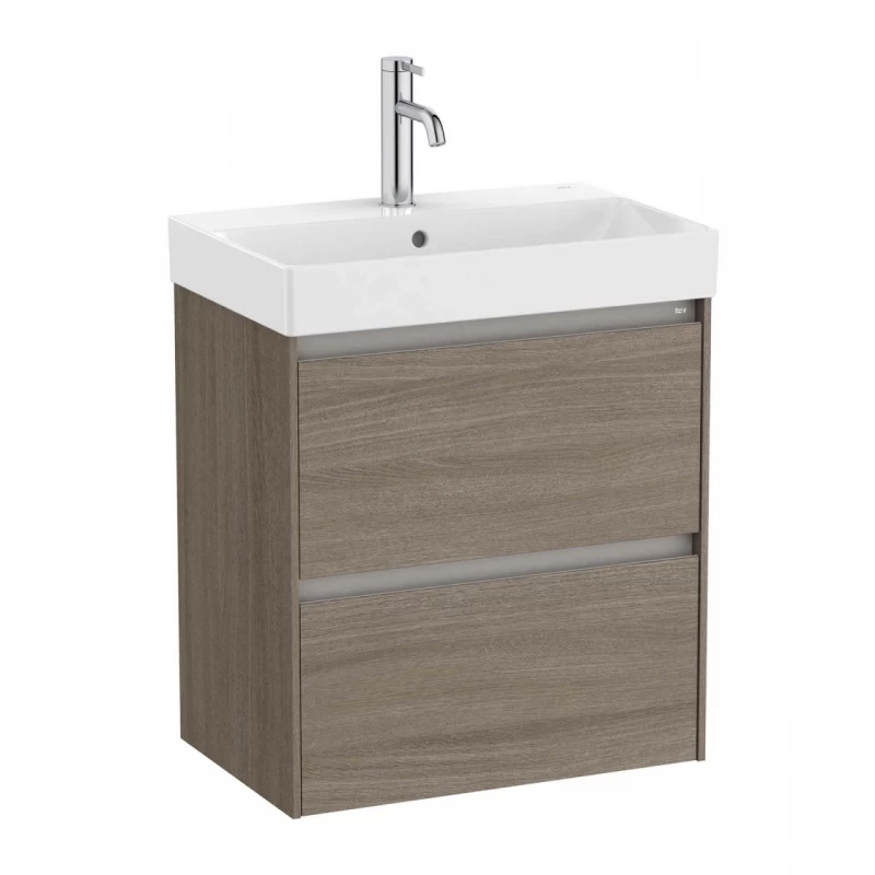 Set PROMO mobilier baza si lavoar Roca Ona Unik 2 sertare 55x36 cm ulm inchis