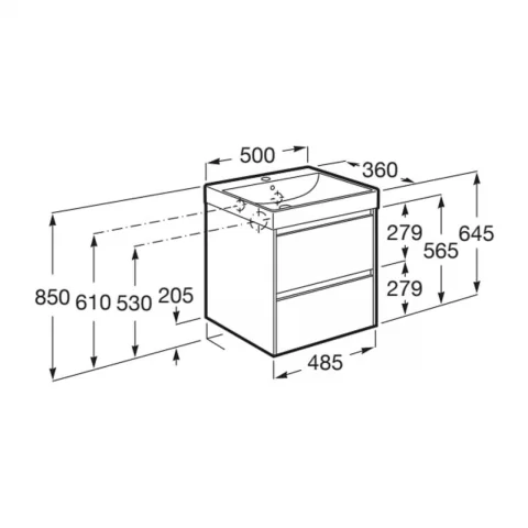 Set PROMO mobilier baza si lavoar Roca Ona Unik 2 sertare 50x36 cm verde mat