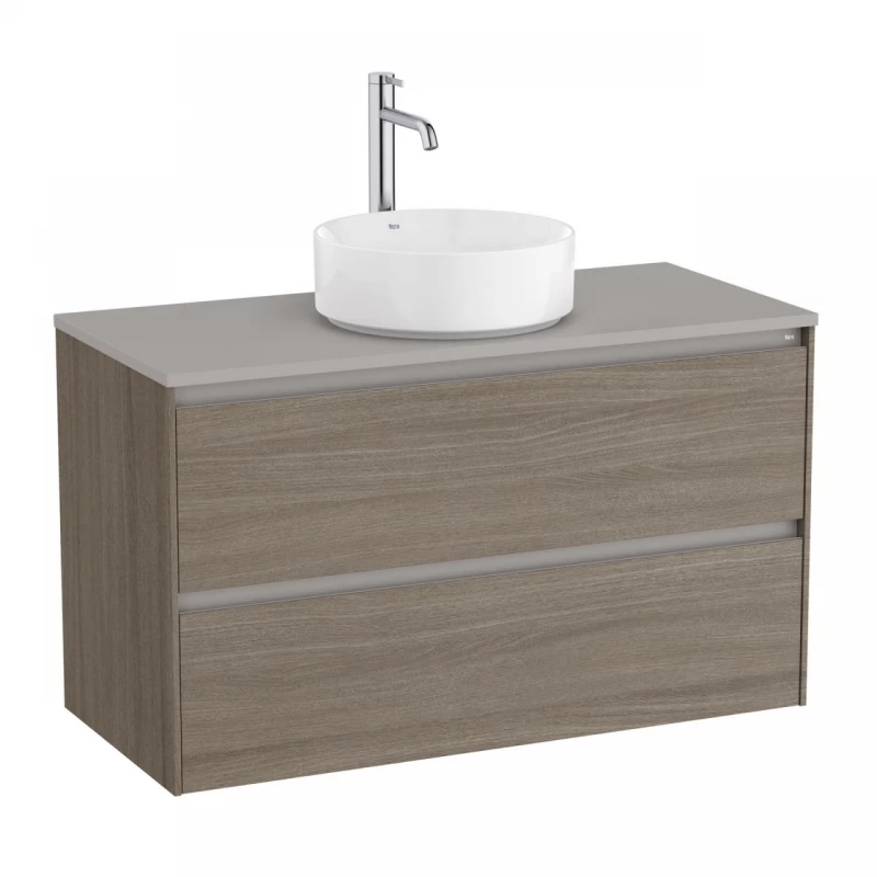 Baza lavoar suspendat Roca Ona 2 sertare 99.4x45.7 cm ulm inchis