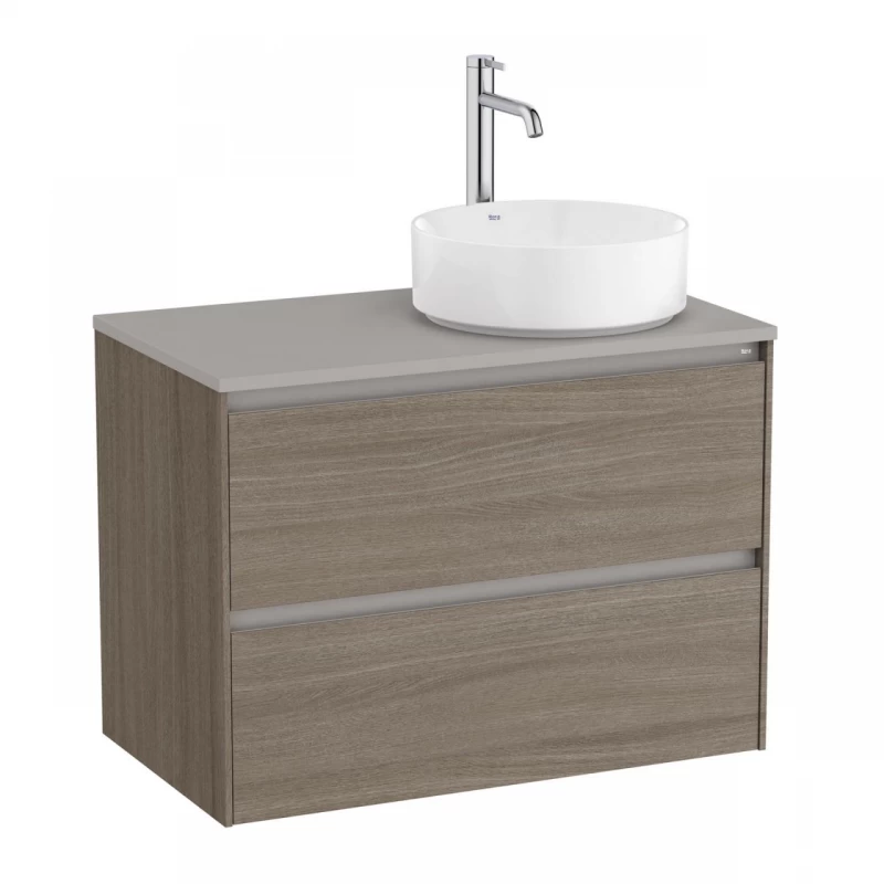 Baza lavoar suspendat Roca Ona 2 sertare 79.4x45.7 cm ulm inchis pentru lavoar in dreapta