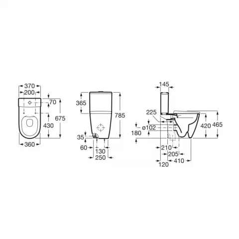 Vas WC pe pardoseala Roca Ona rimless alb lucios 67.5x36 cm Supraglaze