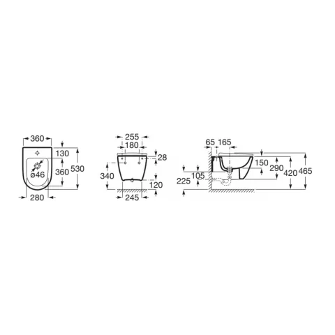 Bideu suspendat Roca Ona alb mat 53x36 cm