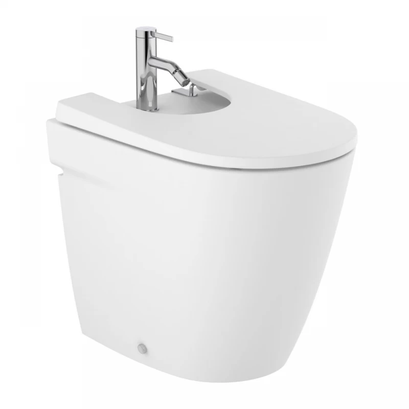 Bideu pe pardoseala Roca Ona alb mat 53x36 cm lipit de perete 