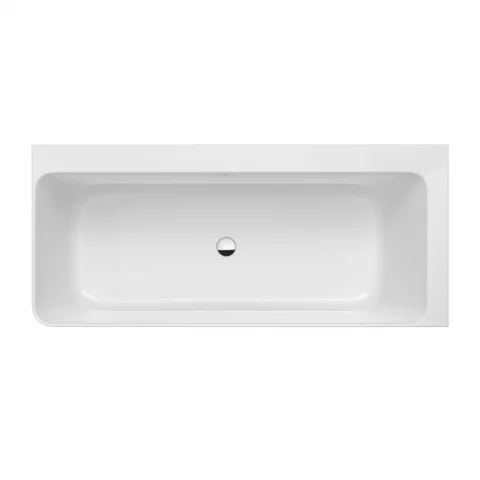 Cada asimetrica Roca Ona 160x70 cm din Stonex alb-negru cu panouri si instalare pe dreapta