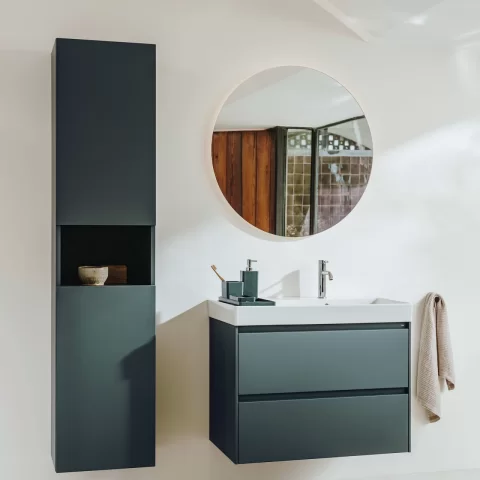 Baterie lavoar monocomanda Roca Ona negru lucios cu tehnologie Cold Start si ventil click-clack