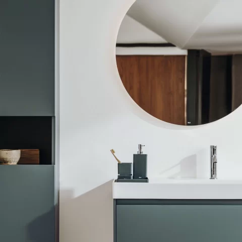 Baterie lavoar monocomanda Roca Ona cu tehnologie Cold Start si ventil click-clack negru lucios