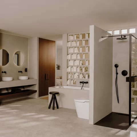 Baterie lavoar incastrata Roca Ona negru lucios fara corp ingropat