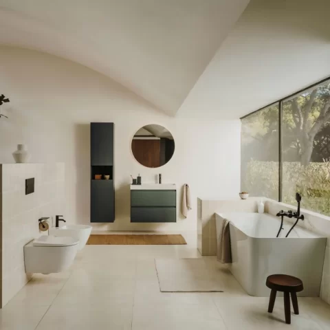 Baterie bideu Roca Ona cu ventil pop-up rose-gold lucios