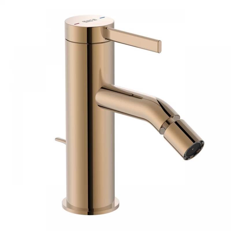 Baterie bideu Roca Ona cu ventil pop-up rose-gold lucios