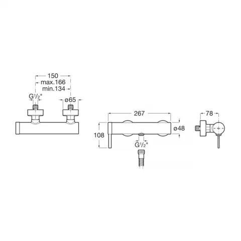 Baterie dus monocomanda Roca Ona rose-gold lucios
