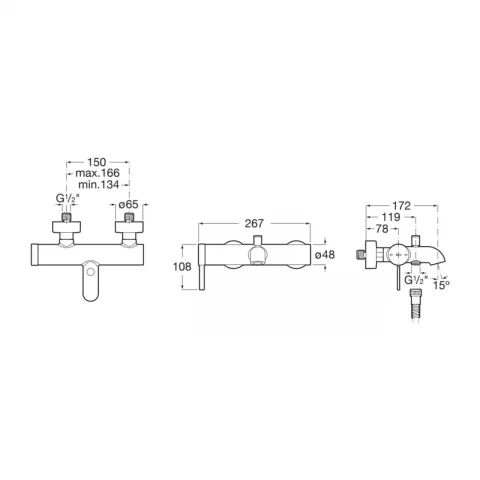 Baterie cada si dus Roca Ona cu divertor automat crom lucios
