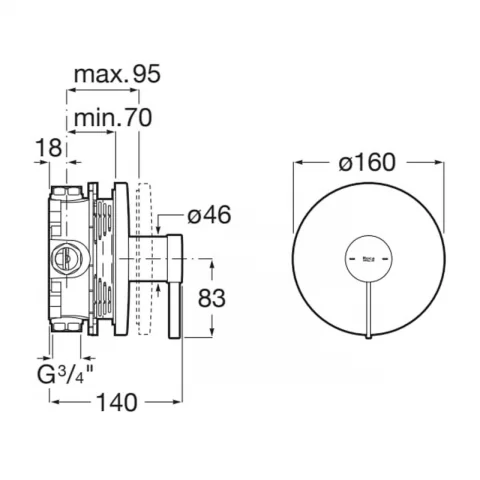 Baterie dus incastrata Roca Ona rose-gold lucios