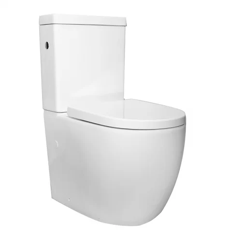Set vas WC Fluminia Minerva, rimless cu rezervor si capac soft-close 63x38xH83 cm