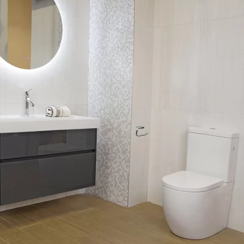 Set vas WC Fluminia Minerva, rimless cu rezervor si capac soft-close 63x38xH83 cm