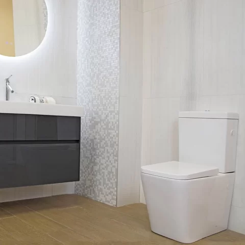 Set vas WC Fluminia Paris, rimless cu rezervor si capac soft-close 66.5x38xH84 cm.