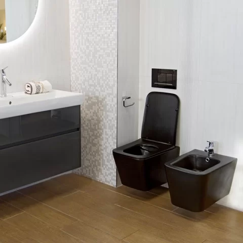 Set vas WC suspendat Fluminia Paris rimless, cu capac soft close 52.5x36.5x29.5 cm