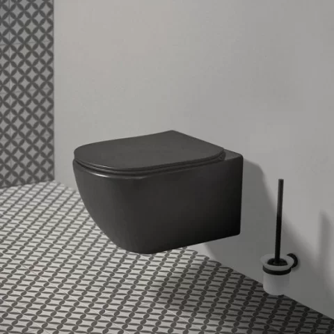 Vas wc suspendat Rimless cu functie de bideu si fixare ascunsa Ideal Standard Tesi, negru