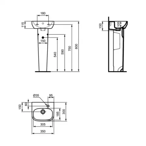 Piedestal pentru lavoar Ideal Standard i.life A alb lucios