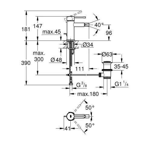 Baterie bideu monocomanda Grohe Essence antracit periat Hard Graphite