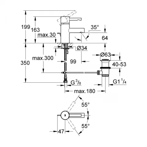 Baterie lavoar monocomanda Grohe Essence S crom lucios