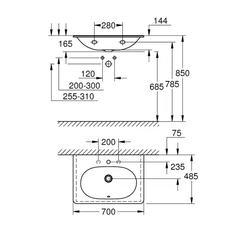 Lavoar suspendat Grohe Essence alb 70x48.5 cm