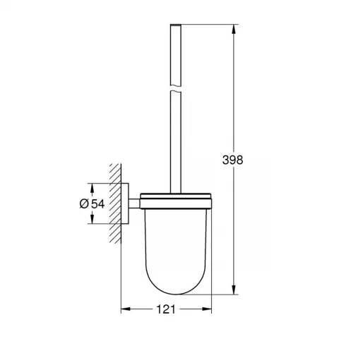 Perie WC din sticla mata Grohe Essentials cu suport antracit periat Hard Graphite
