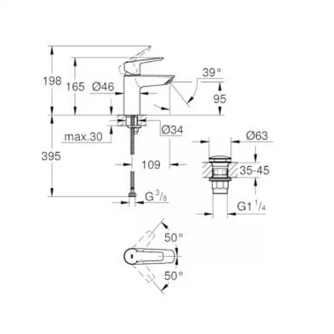 Baterie lavoar monocomanda Grohe Start S negru mat