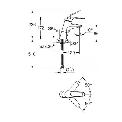 Baterie lavoar monocomanda Grohe Euroeco Special crom lucios fara ventil