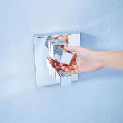 Baterie dus incastrata Grohtherm Cube termostatata cu doua iesiri crom lucios