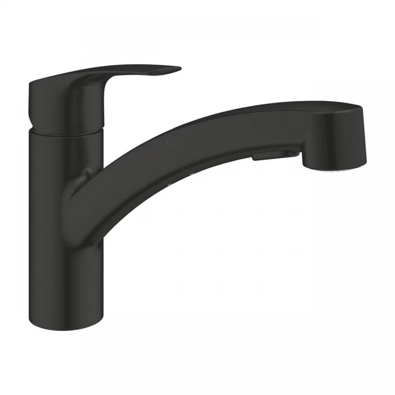 Baterie bucatarie cu dus extractibil Grohe Eurosmart negru mat