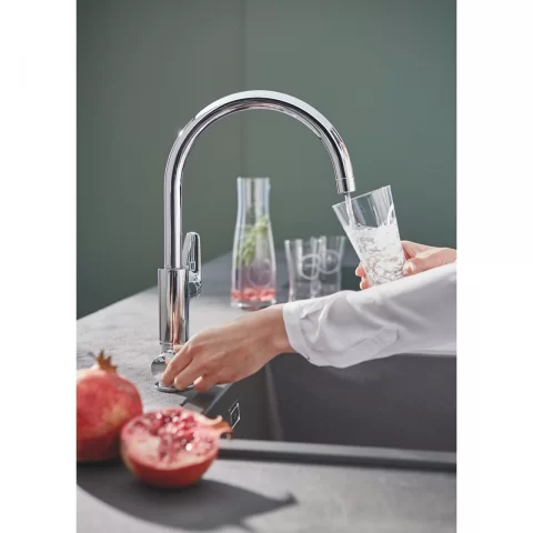 Baterie bucatarie cu functie filtru Grohe Blue Pure Baucurve crom lucios