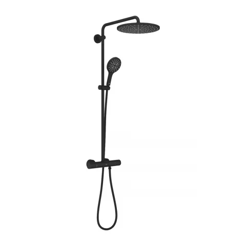 Sistem de dus cu baterie termostatata Grohe Rainshower SmartActive 310 negru mat