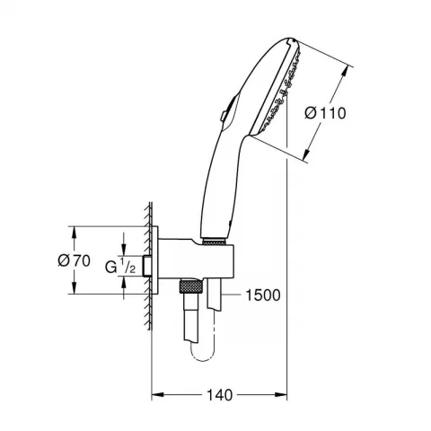 Set de dus Grohe Tempesta 110 cu porter si para 2 functii crom lucios