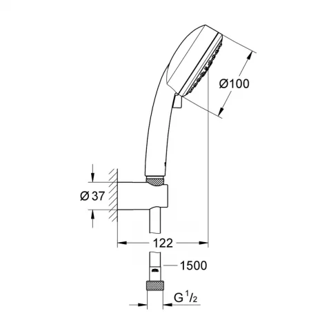 Set de dus Grohe Tempesta Cosmopolitan 100 cu porter si para 3 functii crom lucios