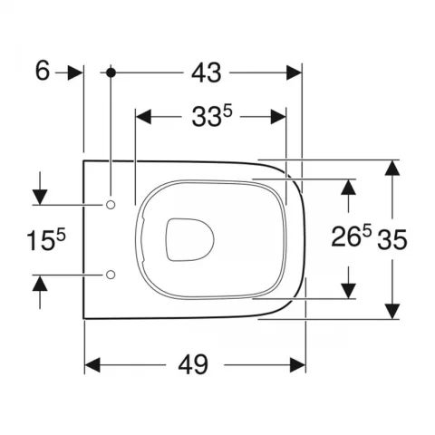 Vas WC suspendat Geberit Smyle Square 49x35 cm alb lucios