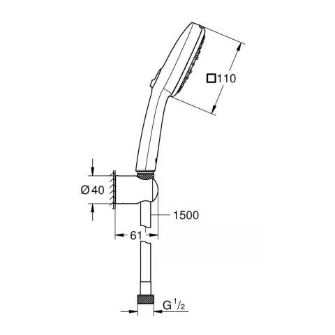 Set de dus Grohe Tempesta Cube 110 cu porter si para cu 3 functii crom lucios