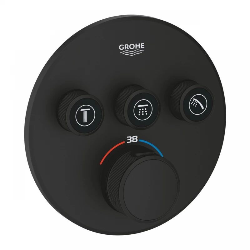 Baterie cada - dus incastrata Grohe Grohtherm SmartControl negru mat Phantom Black