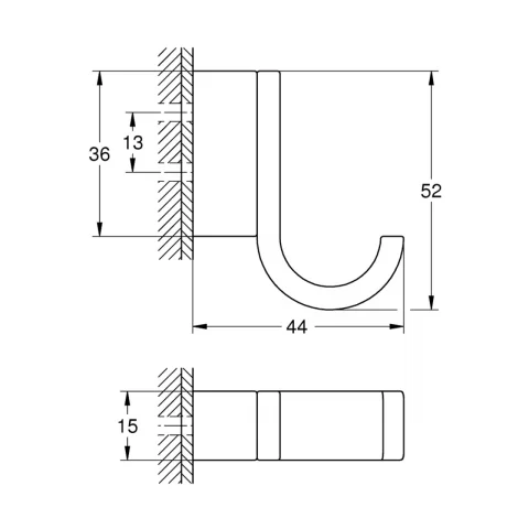 Cuier simplu Grohe Selection negru mat Phantom Black