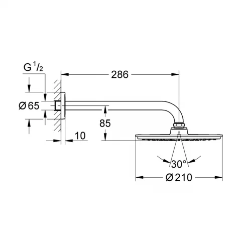 Palarie si brat de dus Grohe Rainshower Cosmopolitan 1 functie crom lucios