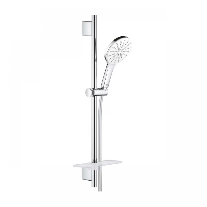 Set de dus Grohe Rainshower SmartActive 130 cu bara 60 cm si para 3 functii alb lucios