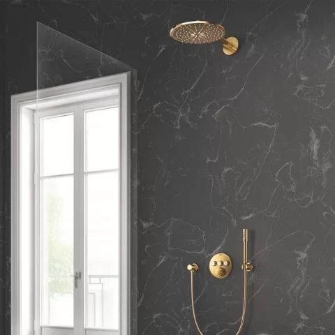 Cot iesire dus Grohe Rainshower auriu lucios Cool Sunrise