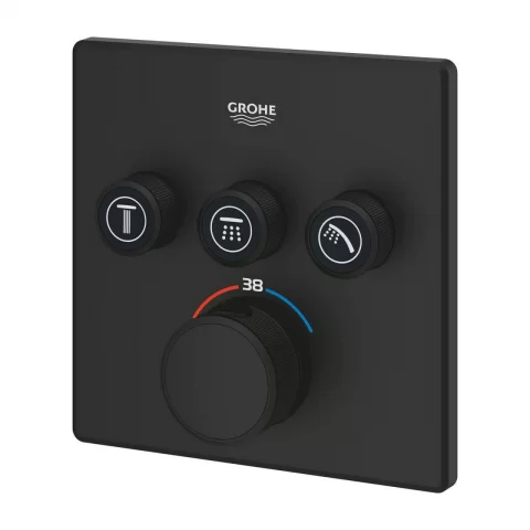 Baterie cada - dus incastrata Grohe Grohtherm SmartControl negru Phantom Black