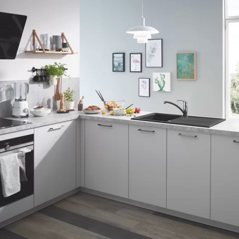 Chiuveta compozit reversibila Grohe K400 86x50 cm negru granit