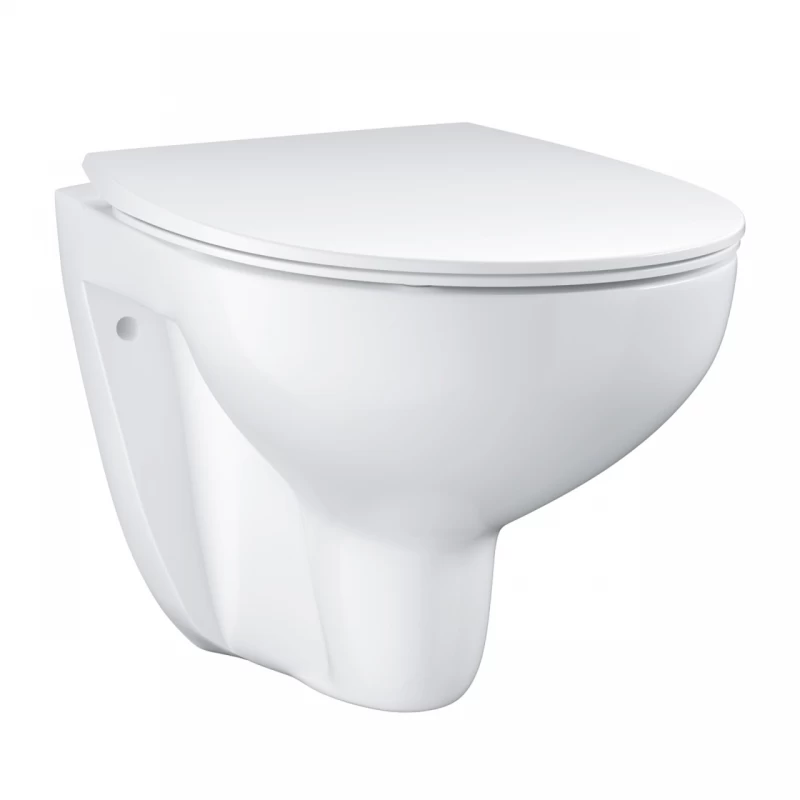 Set PROMO vas WC Grohe Bau Ceramic Rimless cu capac softclose slim alb