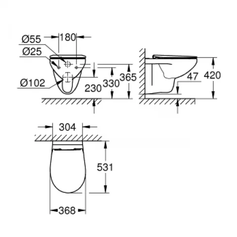Set PROMO vas WC Grohe Bau Ceramic Rimless cu capac softclose slim alb
