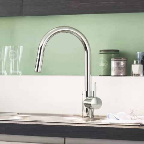 Baterie bucatarie cu dus extractibil Grohe Eurosmart Cosmopolitan finisaj crom lucios