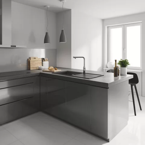 Baterie bucatarie cu dus extractibil Grohe Essence SmartControl crom lucios