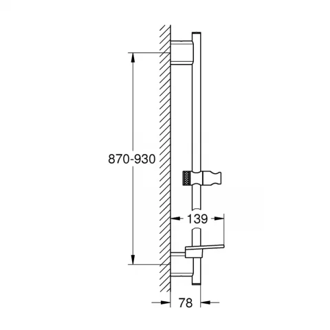 Bara de dus 90 cm Grohe Rainshower SmartActive finisaj negru mat Phantom Black