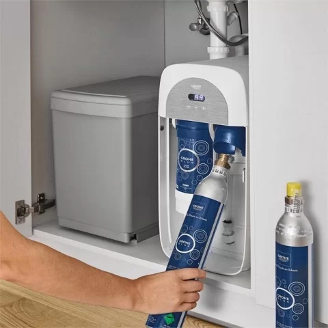 Baterie bucatarie cu pipa tip U Starter Kit Grohe Blue Home crom lucios 