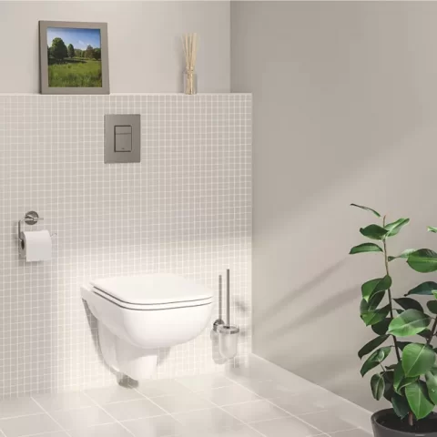 Set PROMO 5 in 1 vas WC rimless cu capac Grohe Start Edge rezervor Solido cu clapeta Even crom 